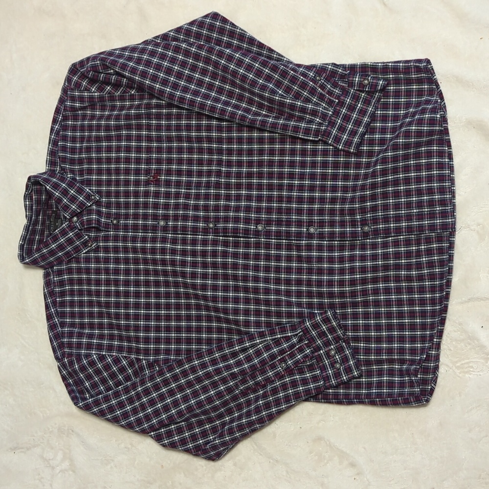 Knights sportswear men's Red Black And White Plaid Dress Shirt Size Medium